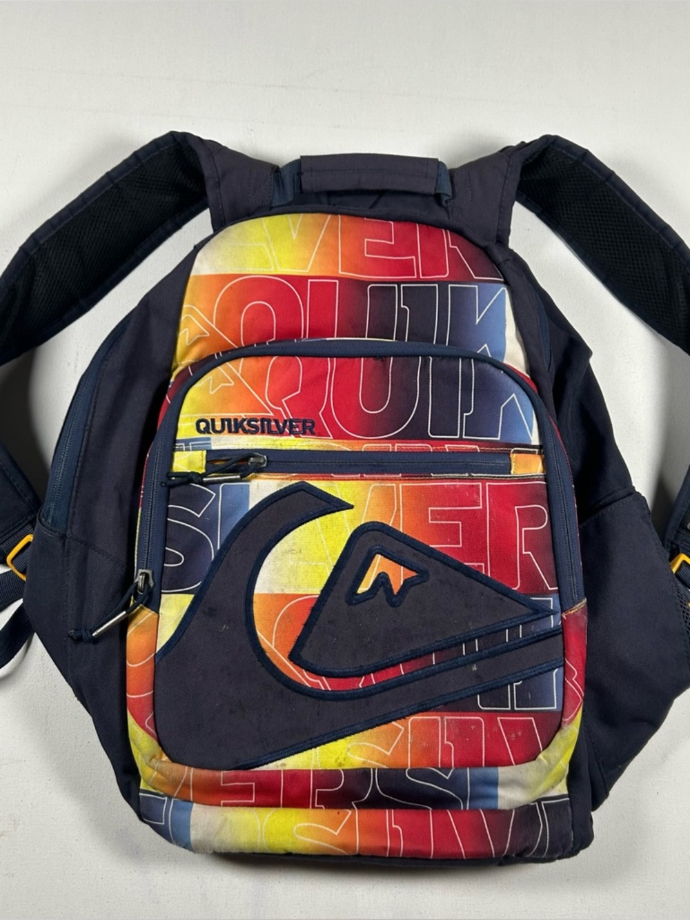 Vtg Y2K Quiksilver Canvas Bookbag Backpack Bag Surfwear Wave Skater Colorful